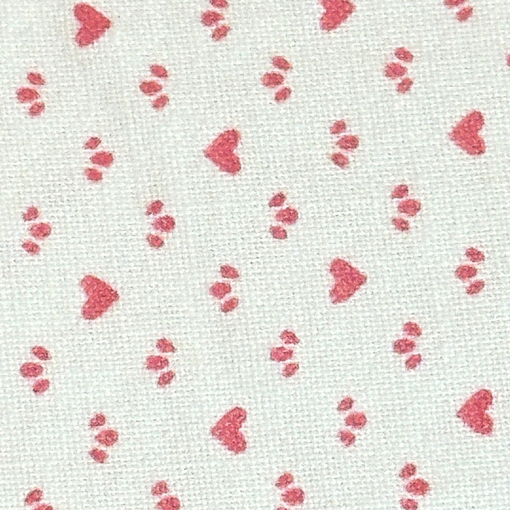 Vintage dark pink Heart dot Print White Cotton Fabric 2 Yards x 44 Inches READ!